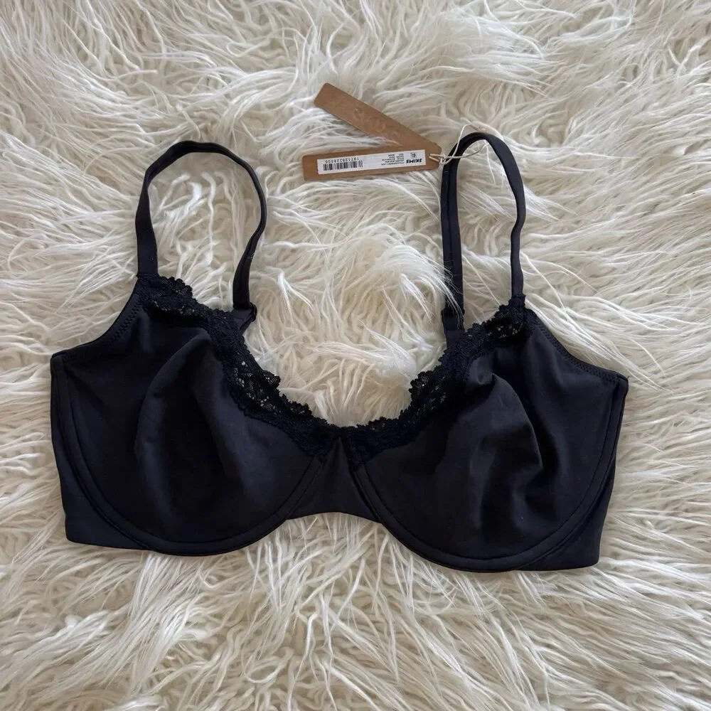 Skims Fits Everybody Lace Demi Underwire Bra Onyx Size 32DDD - Picture 2 of 6